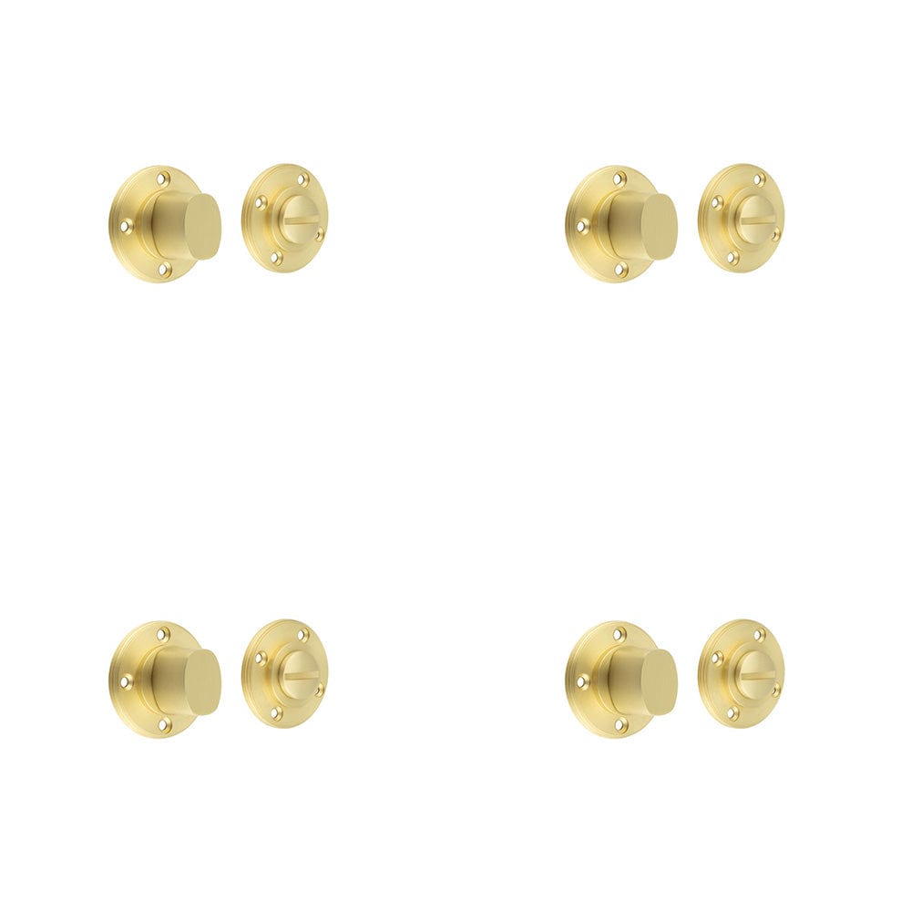 4 PACK Elegant Inner Turn & Release in Satin Brass for Privacy - Door Handle