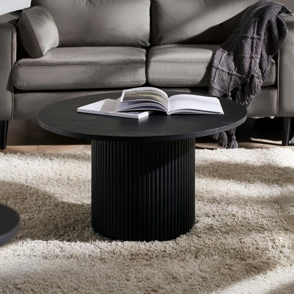 image 1 of Louis Fluted Round Coffee Table - Black