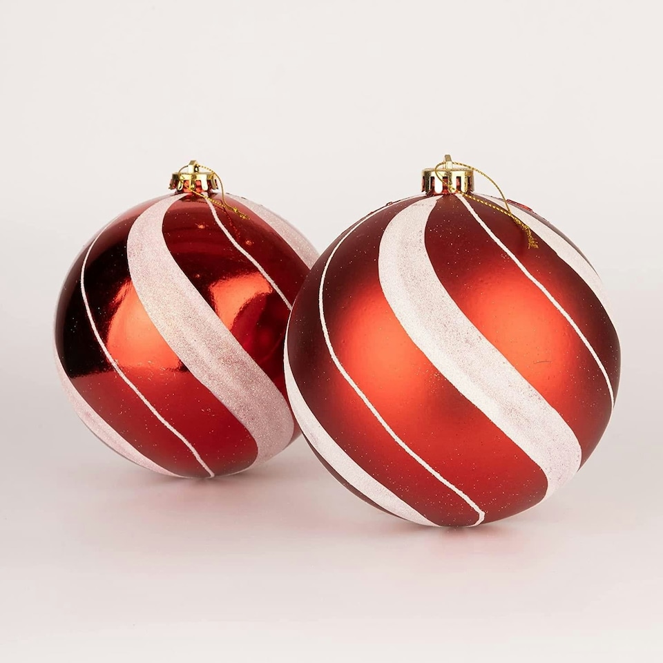 image 1 of Baubles Candy Stripe 15cm - 3Pcs PVC