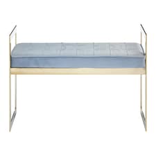 Allure Powder Blue And Gold Tufted Bench Blue