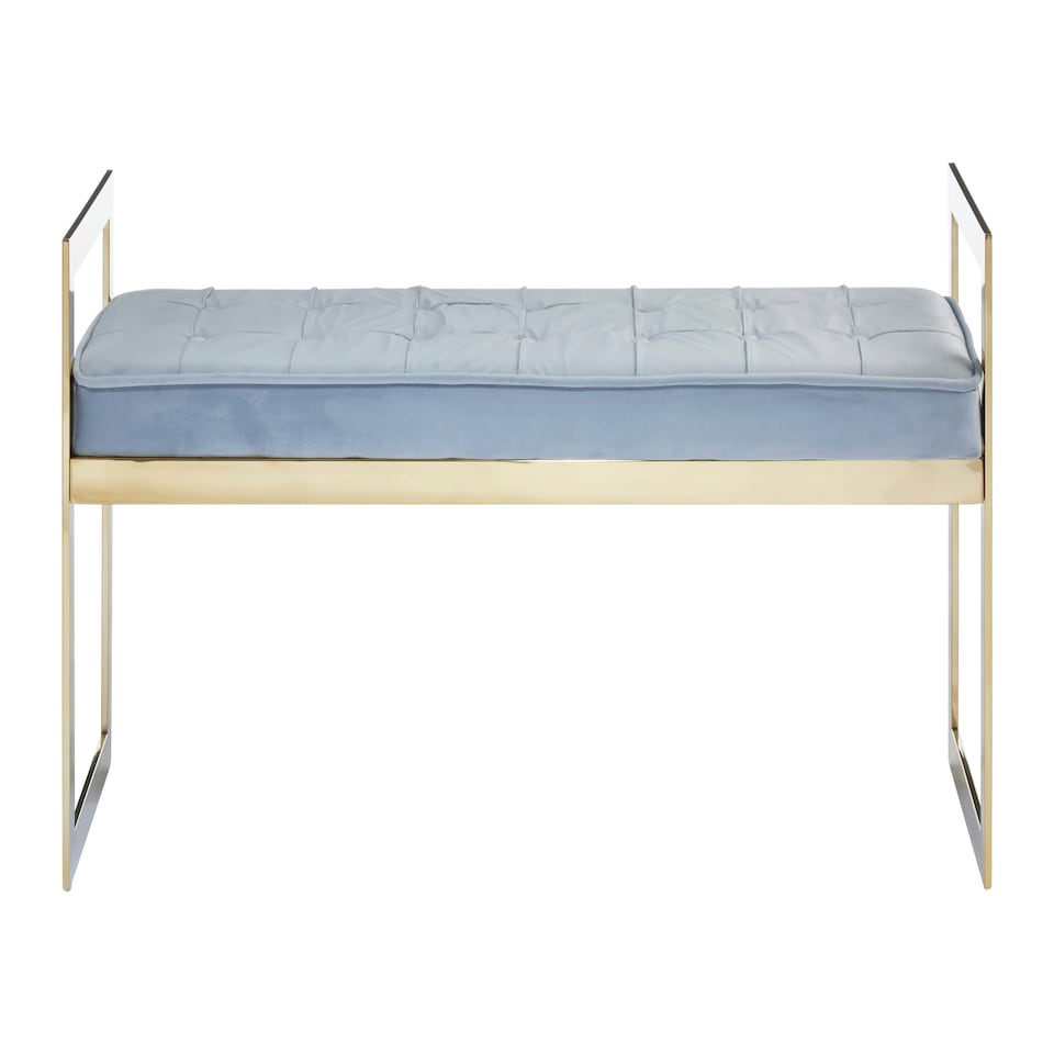 image 1 of Allure Powder Blue And Gold Tufted Bench Blue