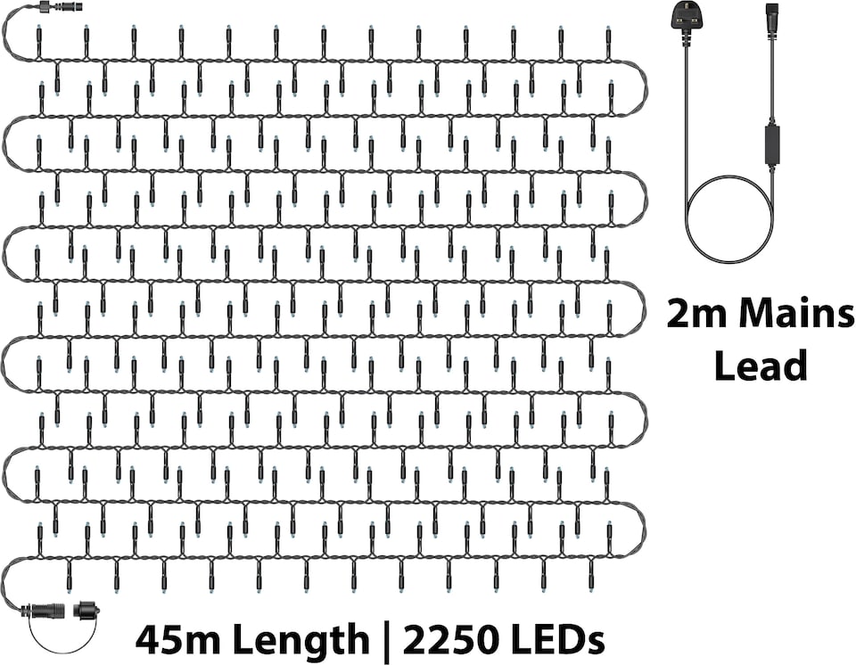 image 1 of Cluster Lights Black Rubber IP65 Warm White 45M
