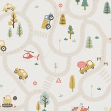 Holden Decor Roundabout Road Textured Wallpaper | White | Cream/Multicoloured | 1