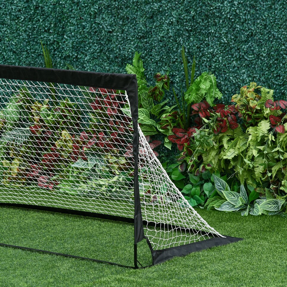 image 1 of HOMCOM Set of 2 Football Goal Net 6 x 3 ft Foldable Outdoor Sport Training Teens Adults Football with Carrying Bag Black