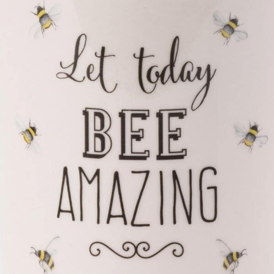 image 1 of English Tableware Company Bee Happy Fine China Latte Mug-Bee Amazing-Yellow