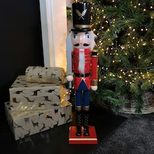 60cm Traditional Wooden Christmas Nutcracker Soldier Decoration with Red Body