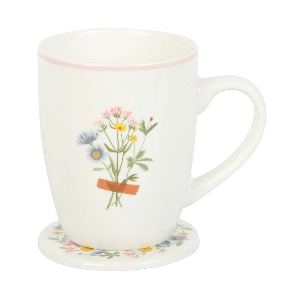 image 1 of Something Different If Grandmas Were Flowers Floral Mug and Coaster Set - White - One Size
