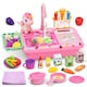 image 8 of Kids Kitchen Sink Playset with Real Running Water Food Accessories Cookware Hanging Rack and Storage Space