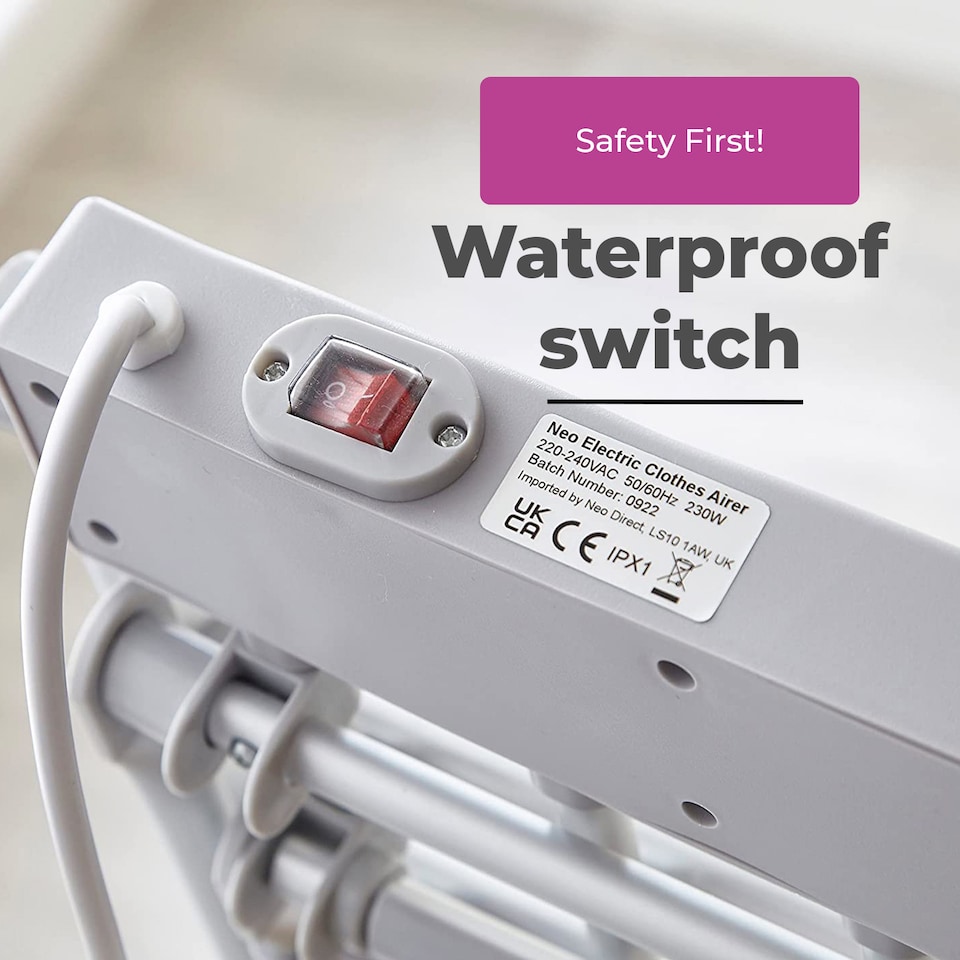 image 1 of Neo Electric Heated Winged Airer Clothes Dryer Rack