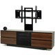 image 2 of Centurion Supports AVITUS ULTRA Gloss Black Remote Friendly BeamThru Door with 4-Walnut Drawers up to 65" Flat Screen TV Cabinet with Mounting Arm Black