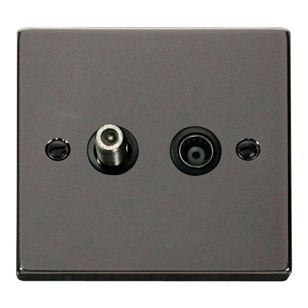 SE HOME Black Nickel Satellite & Coaxial Socket 1 Gang Black Black Nickel