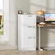 image 2 of HOMCOM 3 Drawer File Cabinet with Lock, Vertical Filing Cabinet with Adjustable Hanging Bars for A4 and Letter Size File Folders, Printer Stand with Storage, White | White | White