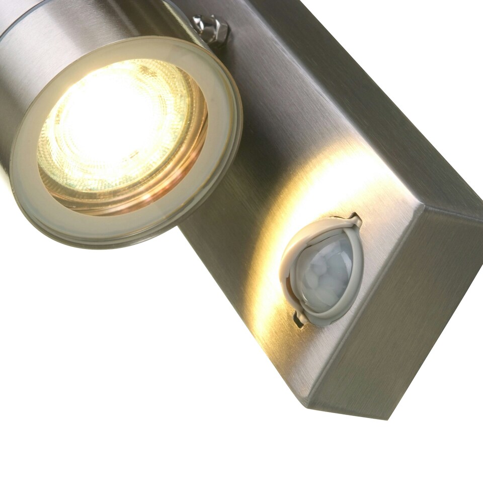 image 1 of Rado - Stainless Steel IP44 Outdoor Motion Sensor Up Down GU10 Wall Light Silver | Clear