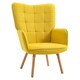 image 1 of HOMCOM Modern Accent Chair, Upholstered Tufted Wingback Armchair with Seat Padding, Velvet Leisure Lounge Bedroom Chair with Wood Legs, Yellow