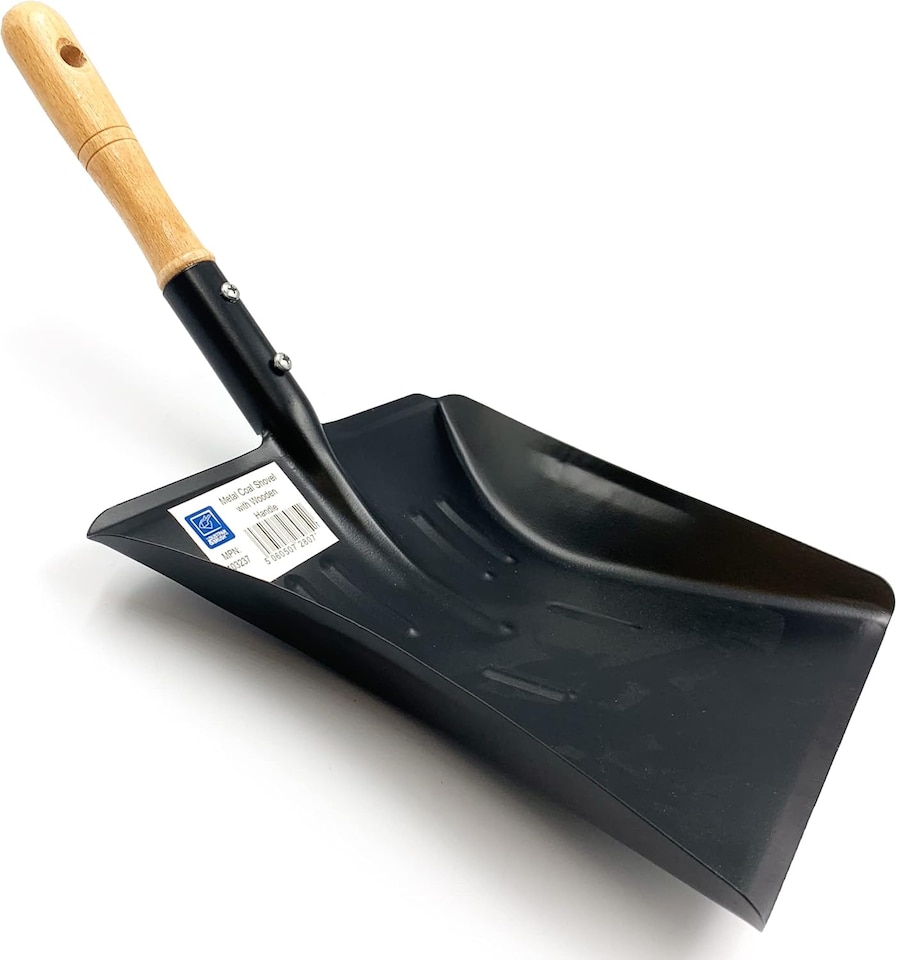 image 1 of Strong Metal Coal Shovel with Wooden 9" Handle Wide Metal Shovel Large Scoop to Easily Collect Coal, Ashes, Garden Wastes