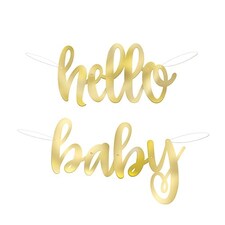 Hello Baby Gold Foil Cardboard Letter Banners 106cm