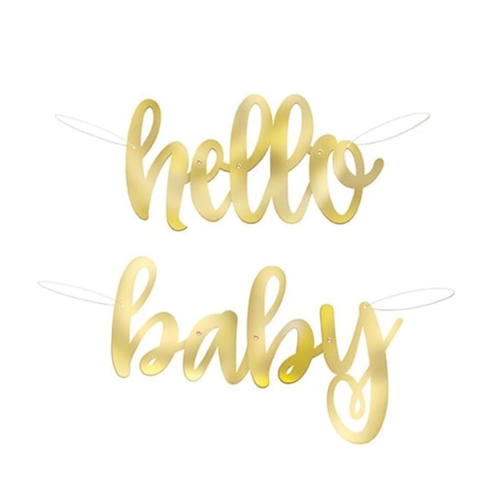 Hello Baby Gold Foil Cardboard Letter Banners 106cm