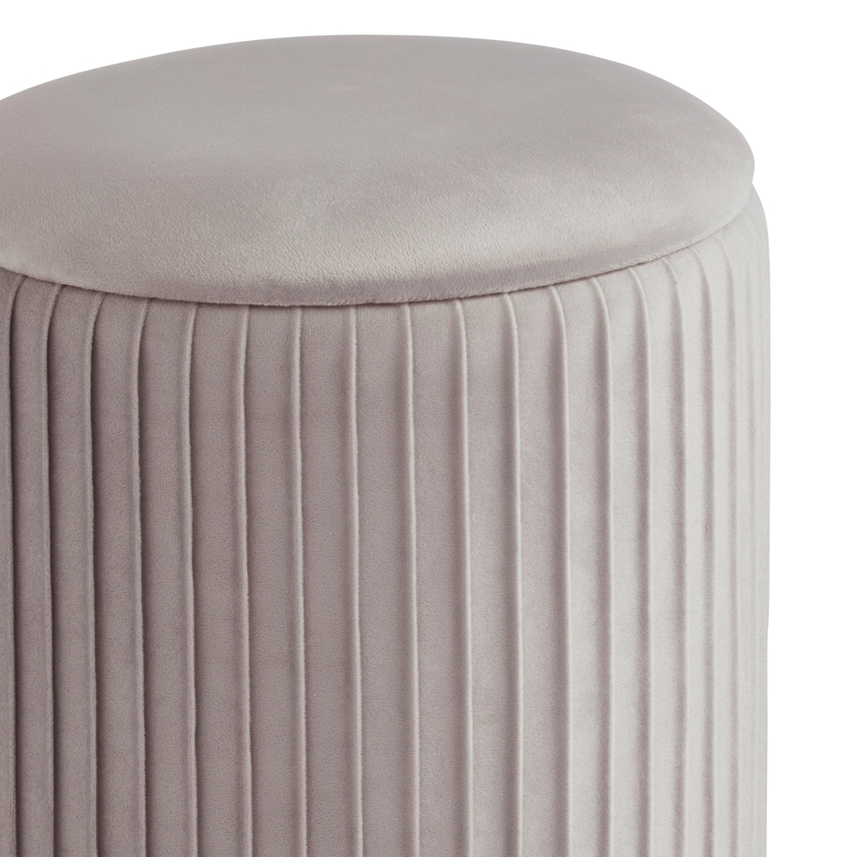 image 1 of Esme Velvet Pleated Storage Stool | Grey | Grey | One Size