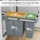 image 4 of HOMCOM Under-Sink Kitchen Trash Bin, 2 Removable Recycling Containers, Grey