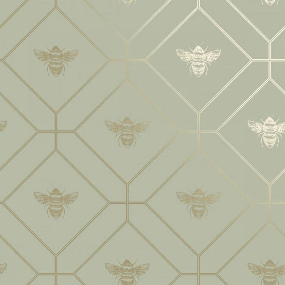 image 1 of Holden Décor Bee Wallpaper - Green - One Size | Green