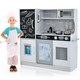 image 3 of COSTWAY Wooden Play Kitchen Kids Pretend Play Toy w/ Microwave Ice Make