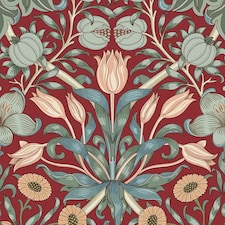 Pomegranate Grove Wallpaper in Rich Red | Red | Rich Red