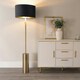 image 1 of ValueLights Lexy Gold Dimmable Floor Lamp with Black Velvet with Gold Inner Lamp Shade and LED Bulb