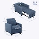 image 3 of HOMCOM Convertible Single Chair Bed with Upholstered Fabric, Blue Blue | Blue