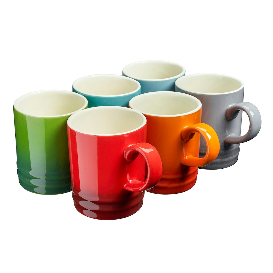 image 1 of Cooks Professional 6 Piece Espresso Coffee Cup Set | Dishwasher & Microwave Safe Stoneware Mini Drinking Mugs 100ml | Multicoloured Multi