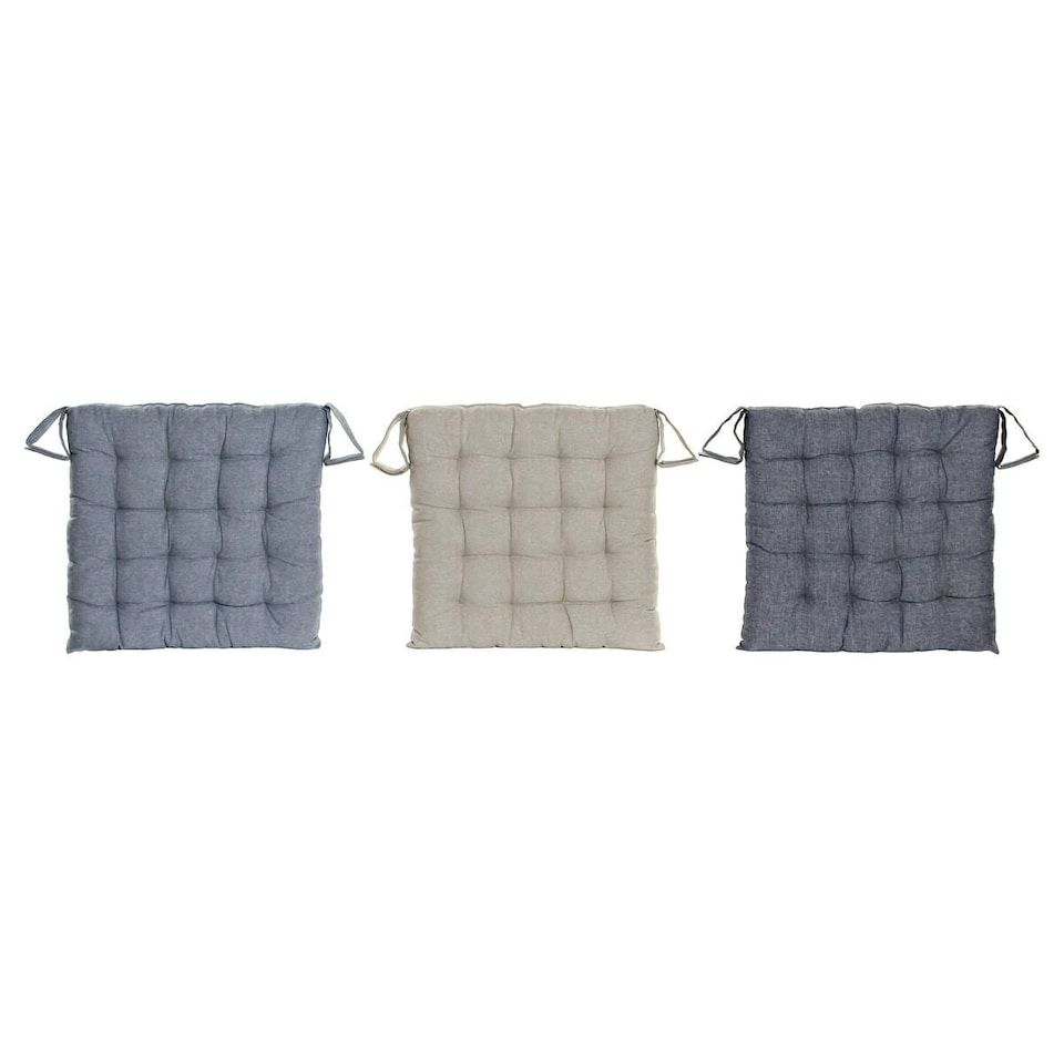 image 1 of Chair cushion DKD Home Decor Beige Blue Polyester Cotton Aluminium Navy Blue Mediterranean (3) (38 x 38 x 6 cm) (3 Units) N/A