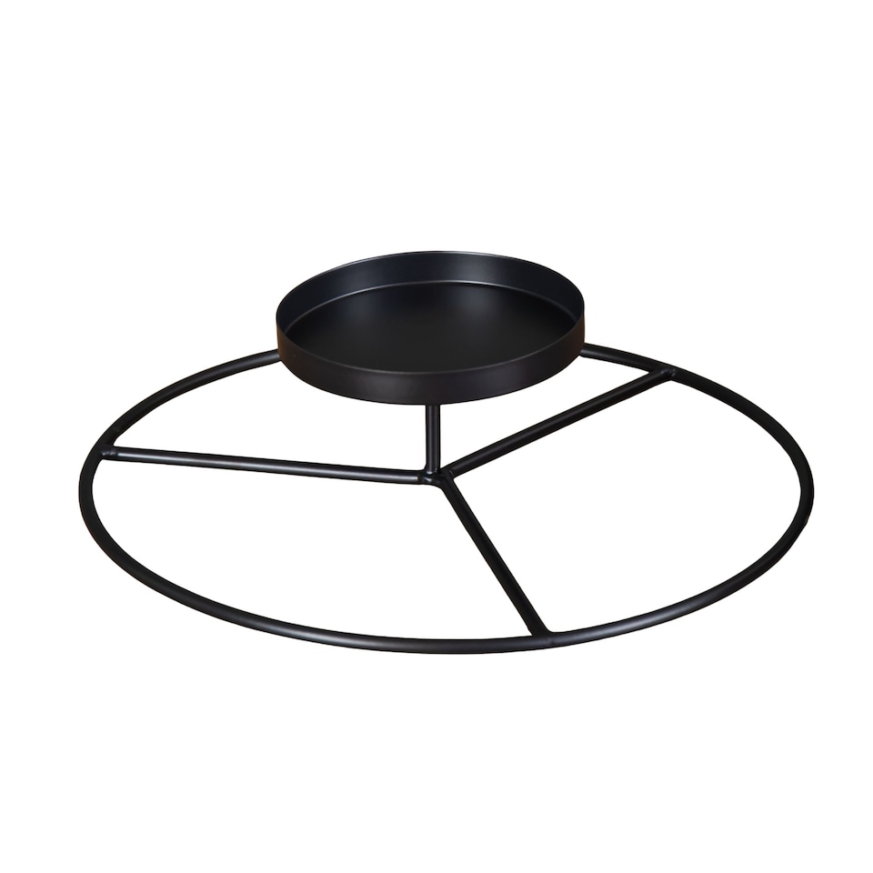 image 1 of 25cm Black Round Metal Pillar Candle Ring Holder