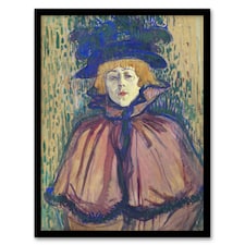 Jane Avril Portrait with Hat Vintage Framed Wall Art Print Lautrec 12x16"