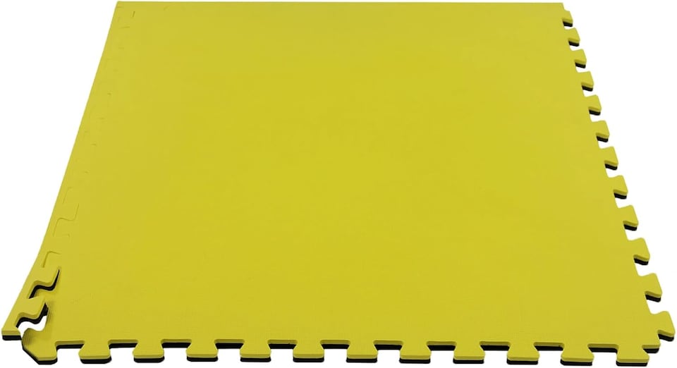 image 1 of Actiasmat Interlocking Exercise Mat, Red/Blue Reversible, 40mm Thick, 1m x 1m, Single Mat (Black/Yellow, 40mm Thick)