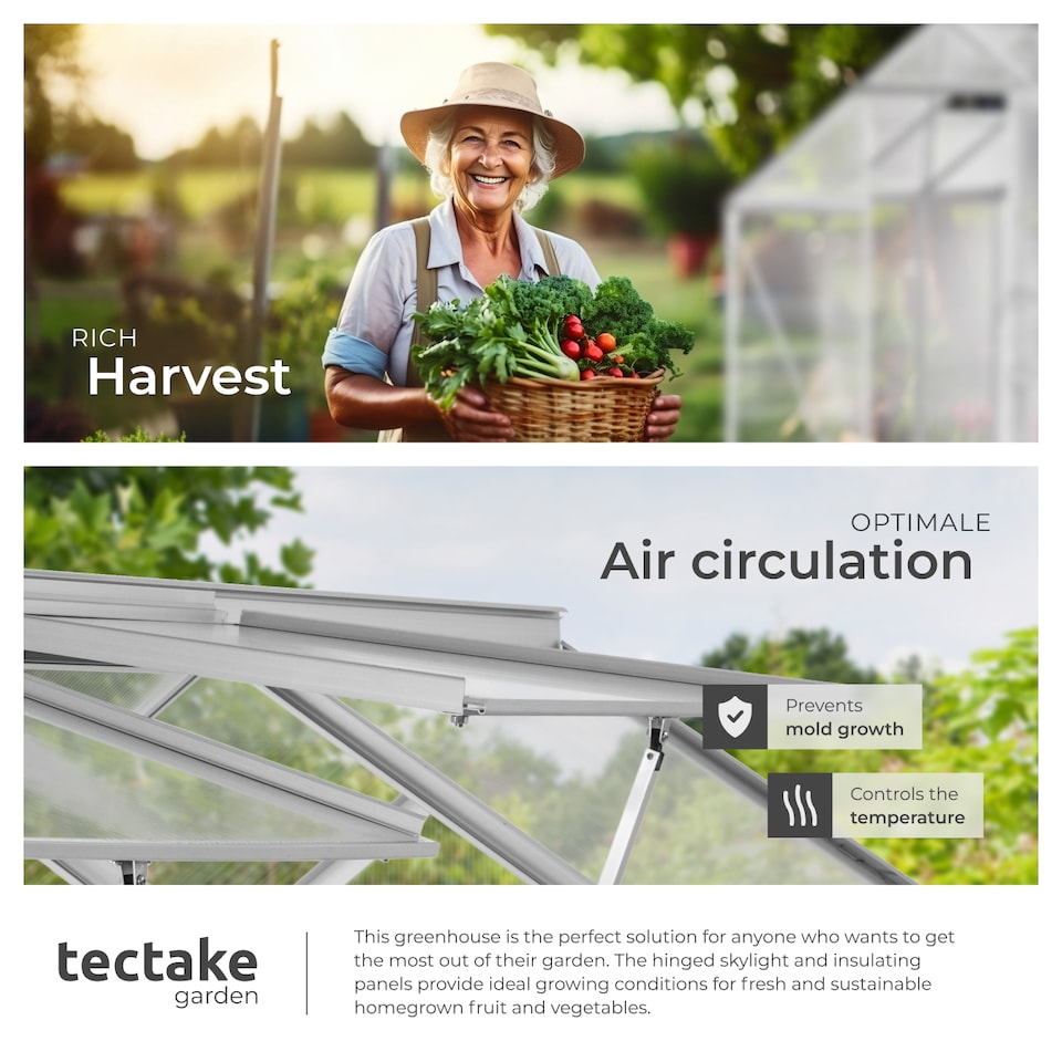 image 1 of Aluminium greenhouse, UV-resistant, 185x250x195cm