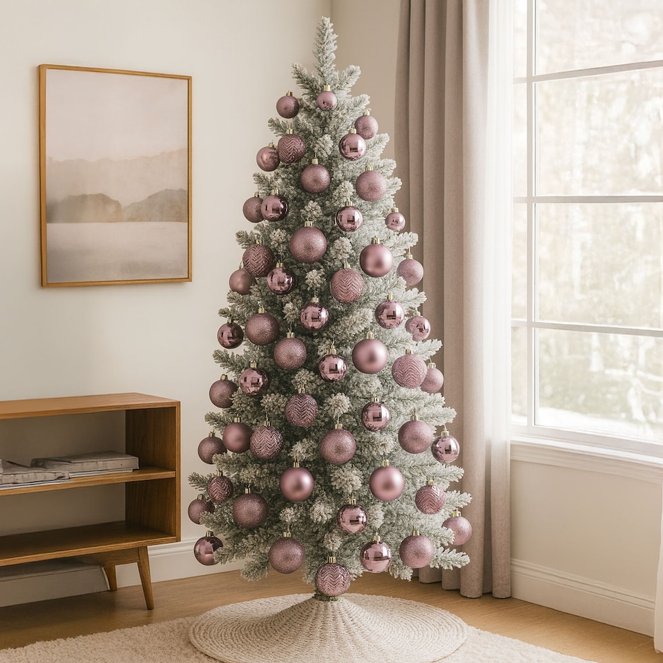 image 1 of Christmas Tree Ornaments Baubles Set | Pink | Dusty Pink