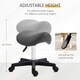 image 3 of HOMCOM Saddle Stool Adjustable Rolling Salon Chair for Massage Spa Beauty Grey Grey