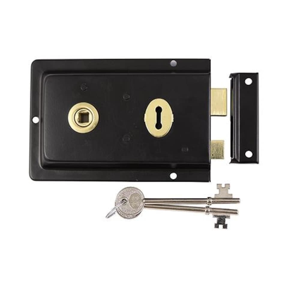 Timco - Rim Sash Lock Fluted - Black (Size 156 x 106mm - 1 Each)