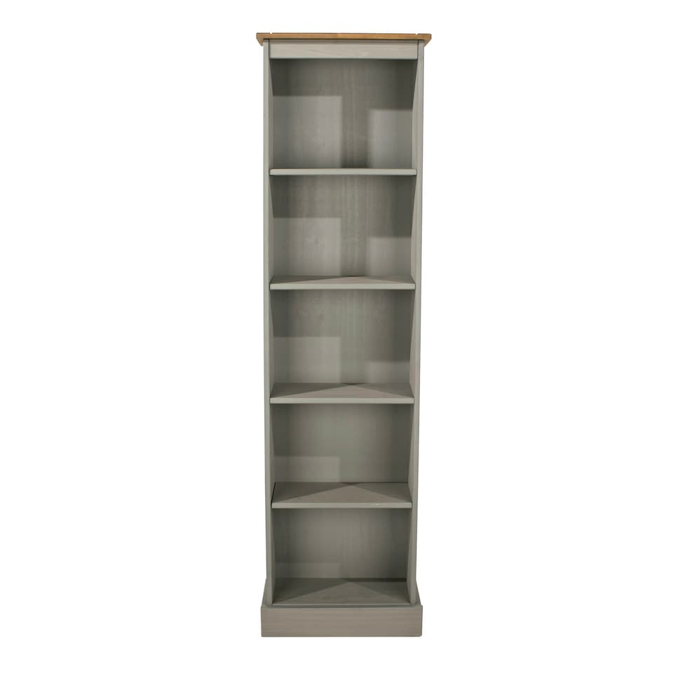 image 1 of Core Products Premium Corona Grey Tall Narrow Bookcase, Grey Wax & Antique Wax Top H176.0cm x W46.0cm x D20.0cm Grey