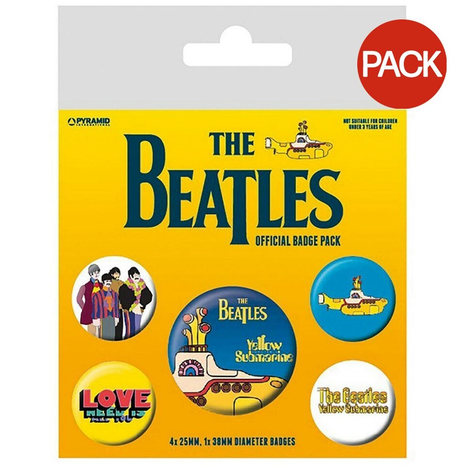 The Beatles Yellow Submarine Badge Set (Pack Of 5) - Yellow/Blue - One Size Multi | Yellow