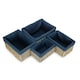 image 2 of Set of 4 Antique Wash Navy Cotton Lined Willow Storage Baskets Blue | One Size