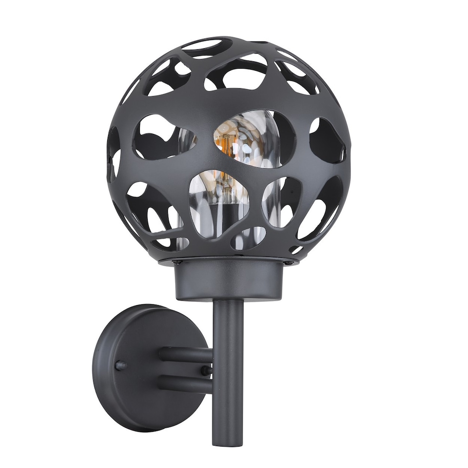 image 1 of Hilario Outdoor Globe Wall Lamp Anthracite IP44 1x E27