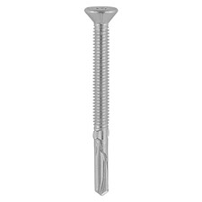 Timco - Metal Construction Timber to Heavy Section Screws - Countersunk - Wing-Tip - Self-Drilling - Exterior - Silver Organic (Size 5.5 x 85 - 100 Pieces)