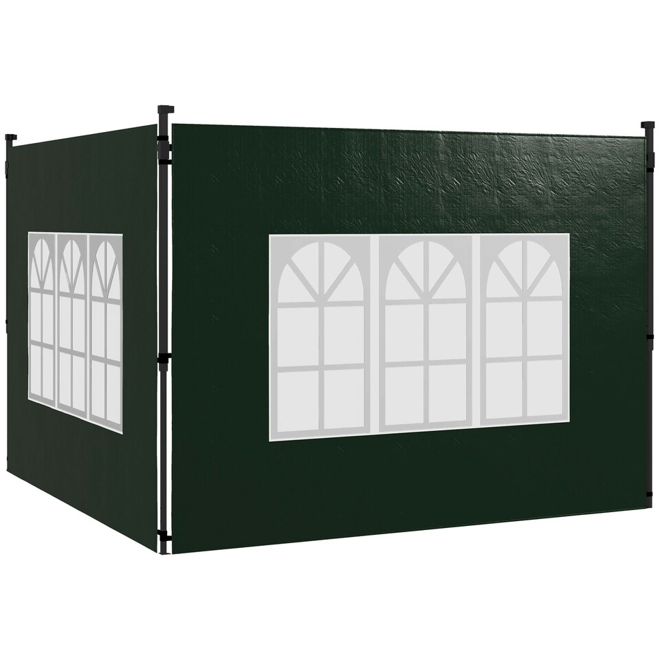 image 1 of Outsunny Gazebo Side Panels for 3x3(m) or 3x6m Gazebo Canopy, 2 Pack, White