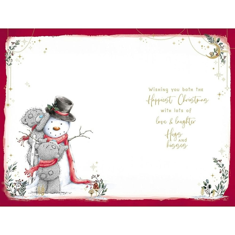 image 1 of Bears Making Snowman Nan And Grandad Christmas Card