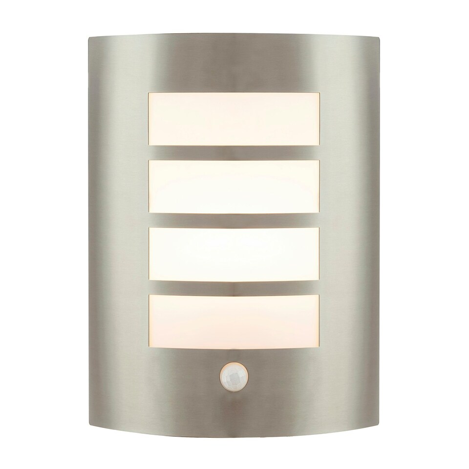 image 1 of Modern Outdoor IP44 Stainless Steel Flush Wall Lamp Fitting with PIR Sensor