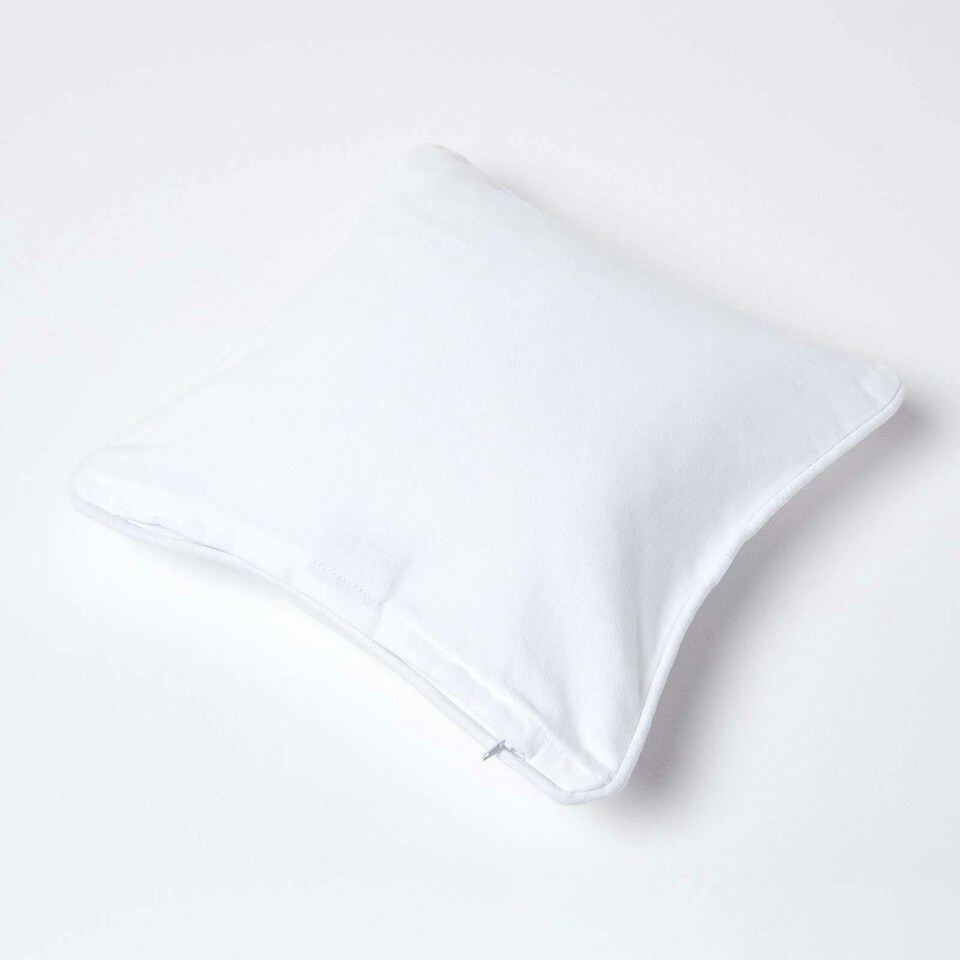 image 1 of Homescapes Cotton Plain White Cushion Cover - 60 x 60 cm | White | White | 60 x 60 cm