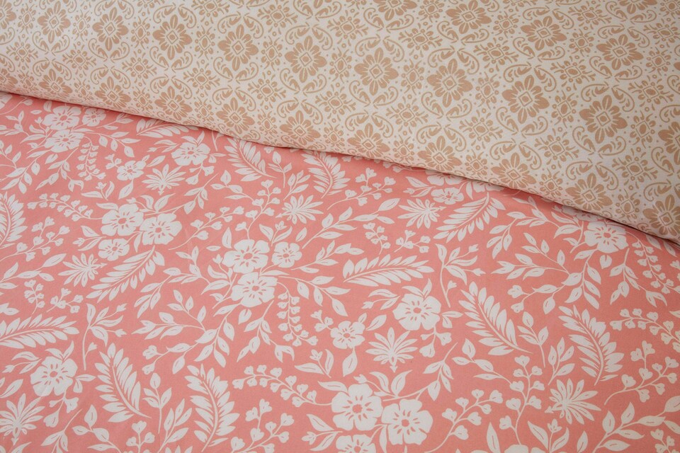 image 1 of Eleanor Floral Microfibre Reversible Duvet Cover Set with Pillowcase | Pink | Single