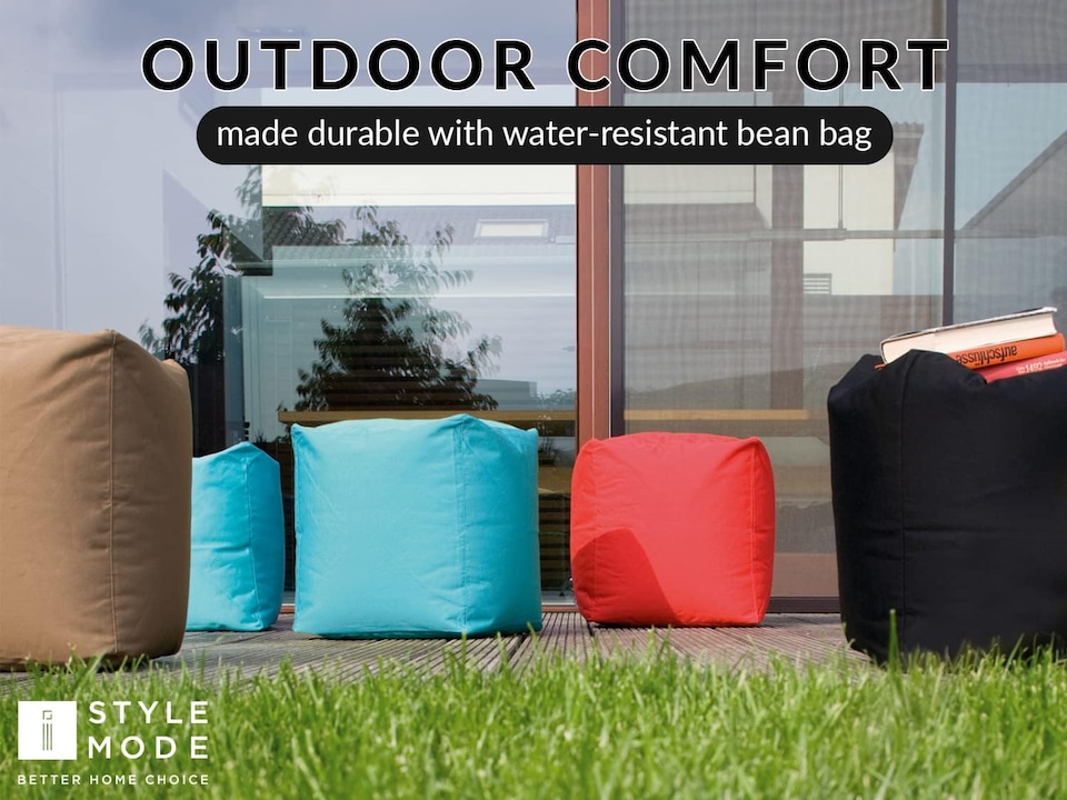 image 1 of Outdoor Bean Bag Footstool Pouffe Water-Resistant 40x40cm | Yellow