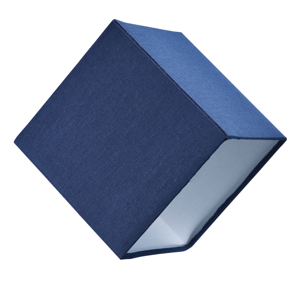 image 1 of Contemporary and Stylish Midnight Blue Linen Fabric Square 16cm Lamp Shade | Blue