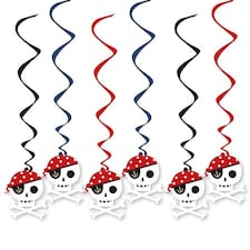 Pirate Treasure Island Hanging Swirl Decorations - Pack of 6